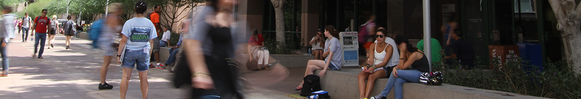 students sitting and walking at an ASU campus