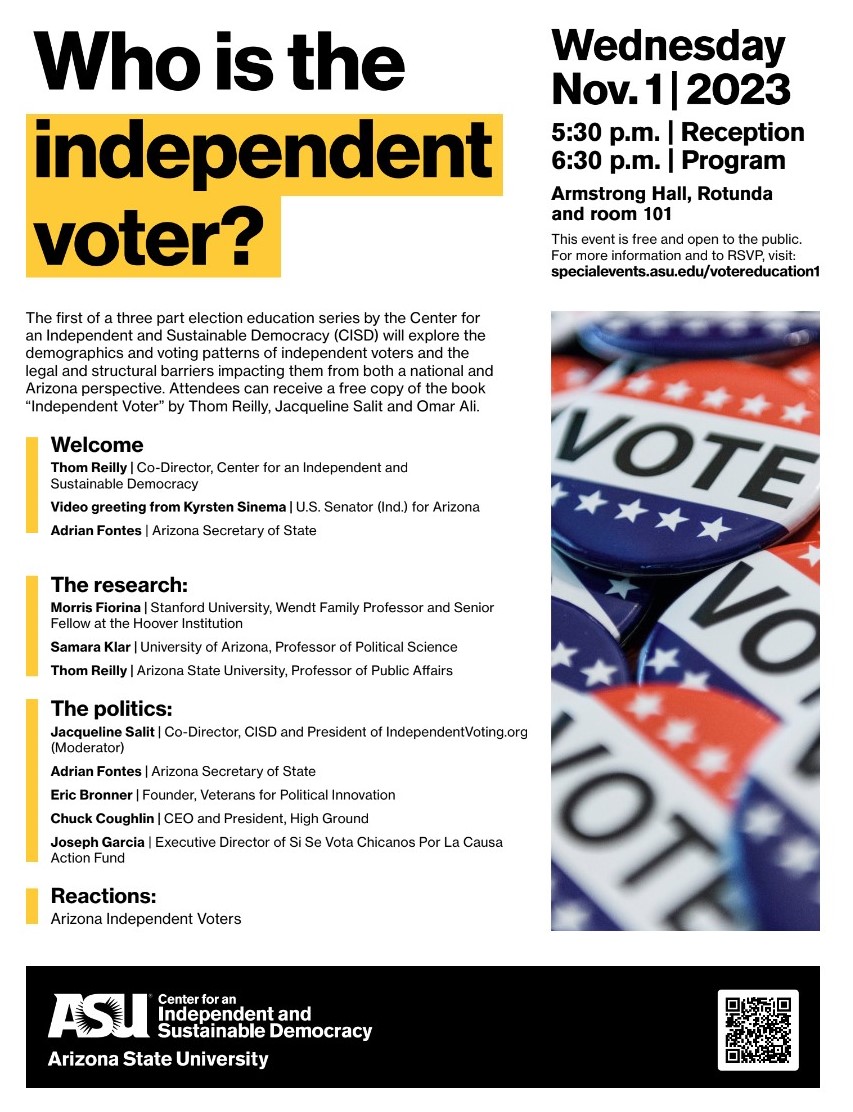 Flyer for Independent Voter forum convened by CISD